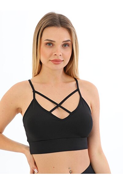 CLQTH قميص نسائي قصير - حزام حبل، شد، وسادة أمامية متقاطعة صغيرة وصدرية منخفض...