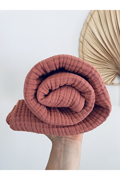 LeBohas Kiremit Müslin Koltuk Örtüsü 130x170 cm Doğal 4 katlı Pamuk Müslin