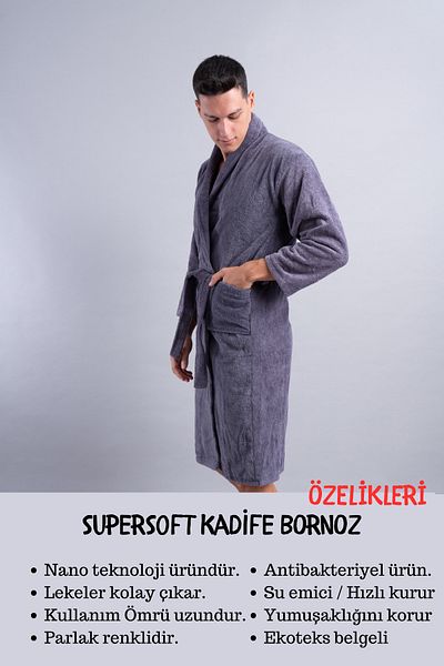 denizlicotton Ανδρικό αντιβακτηριδιακό μπουρνούζι SuperSoft