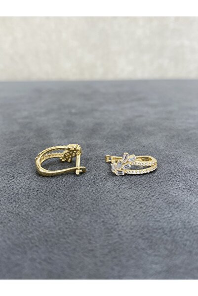 ARSLANTAŞ 1989 14 AYAR ALTIN BAGET TAŞLI J KÜPE