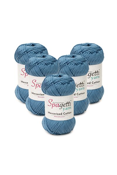 Spagettiyarn Mercerized Cotton 5 τεμαχίων τζιν μπλε πλεκτό νήμα