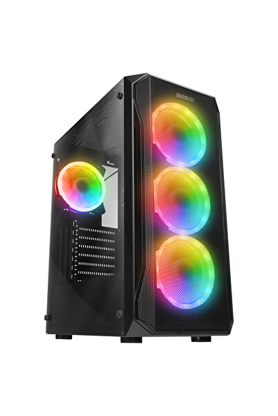 Everest X-RACER PEAK 600W Temperli Camlı 4*12cm RGB Fan Mid-Tower Gaming Oyun...