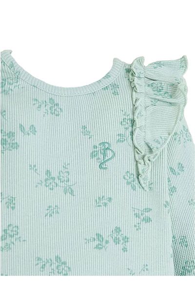 George Billie Faires Baby Girl Long Sleeve Bodysuit with Floral Snap Fasteners