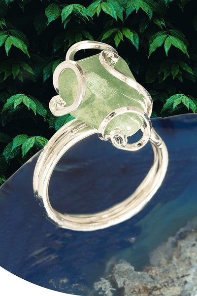 Tesbih Atölyesi Certified Rococo Silver Model Aventurine Stone Ring - Adjustable