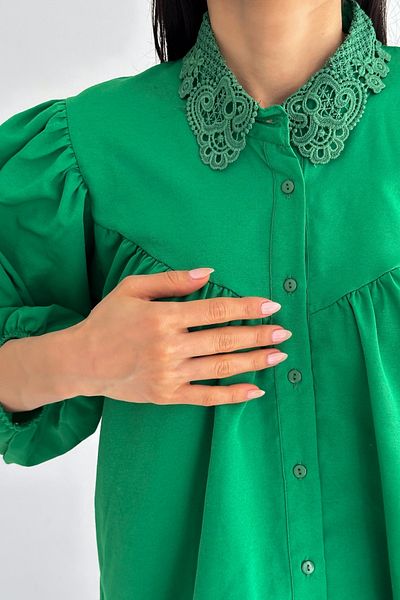 FEMELLE Cămașă verde cu guler din dantelă