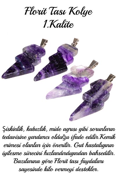 Tesbih Atölyesi Certified Lightning Model Fluorite Stone Necklace - Aaa Quality