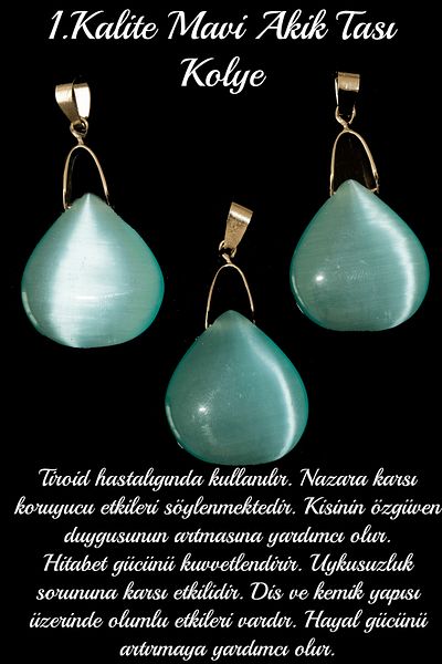 Tesbih Atölyesi Certified Special Cut Blue Cat's Eye Stone Necklace