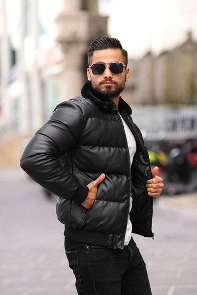 Kawimoda Ανδρικό δερμάτινο παλτό New Season