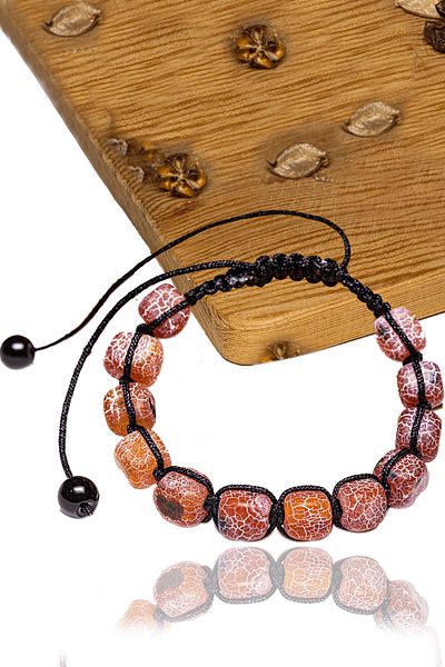 Tesbih Atölyesi Red Agate Stone - Certified Veined Cube Bracelet