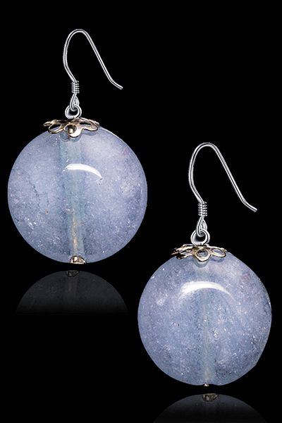 Tesbih Atölyesi Certified Anjelit Angelite Angel Stone Natural Stone Earrings