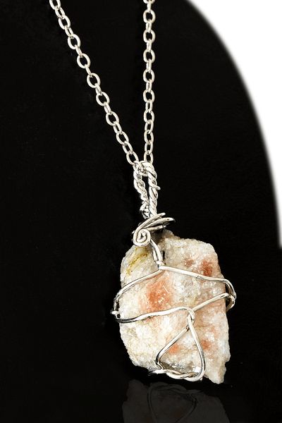 Tesbih Atölyesi Certified Wire Wrapped Raw Sun Stone Necklace