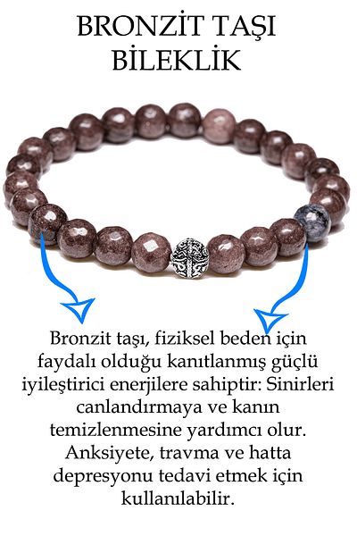 Tesbih Atölyesi Certified Faceted Bronzite Stone Bracelet - With Silver Device