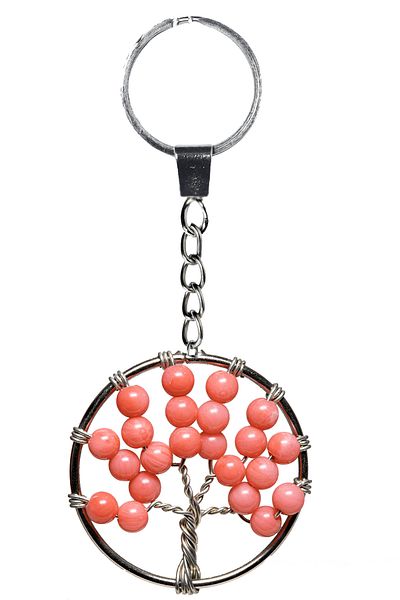 Tesbih Atölyesi Certified Ruby Stone Tree of Life Natural Stone Keychain