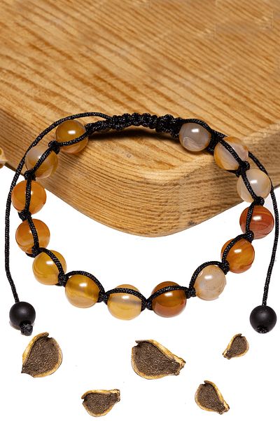 Tesbih Atölyesi Orange Transparent Agate Stone Certified Bracelet
