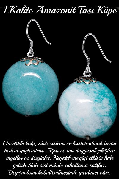 Tesbih Atölyesi Certified Amazonite Stone Earring - 1st quality