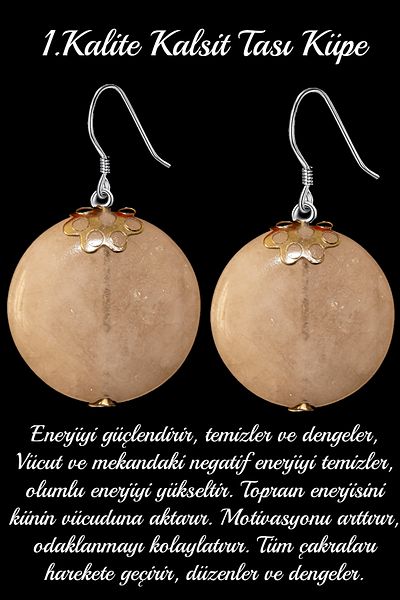 Tesbih Atölyesi Certified Calcite Stone Natural Stone Earrings