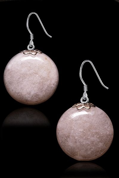 Tesbih Atölyesi Certified Light Pink Quartz Stone Earrings - 1st quality