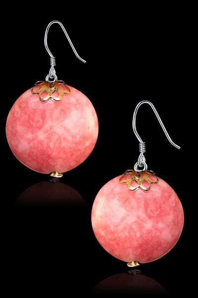 Tesbih Atölyesi Certified Rose Quartz Stone Natural Stone Earrings - 1st quality