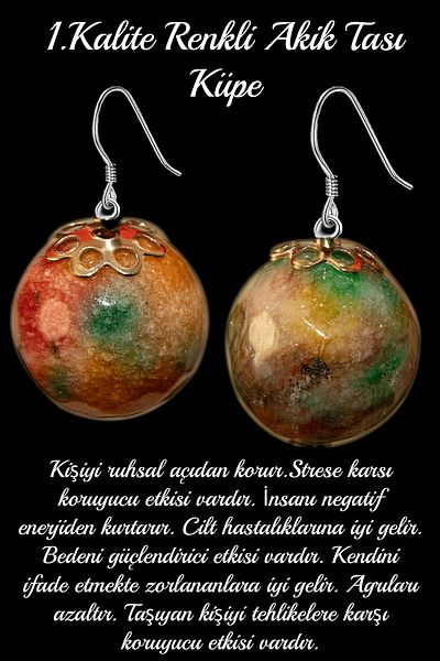Tesbih Atölyesi Certified Faceted Colored Quartz Stone Natural Stone Earrings