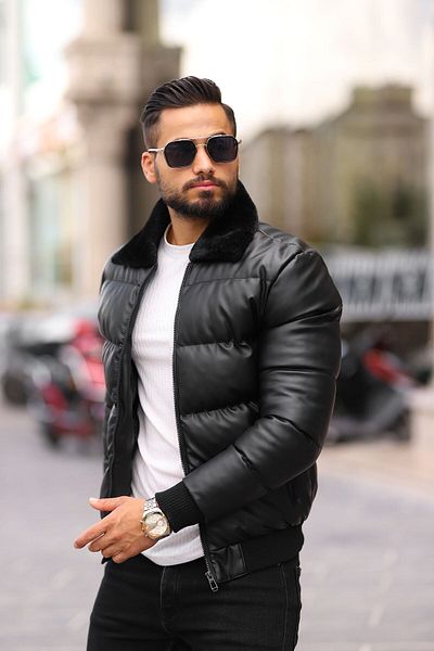 Kawimoda Ανδρικό δερμάτινο παλτό New Season