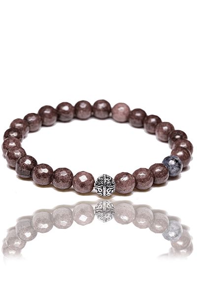Tesbih Atölyesi Certified Faceted Bronzite Stone Bracelet - With Silver Device