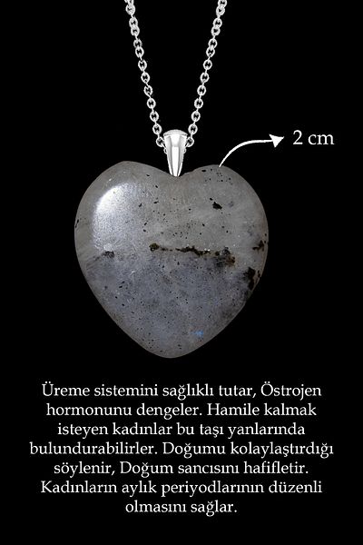 Tesbih Atölyesi Certified Heart Cut Real Moon Stone Necklace