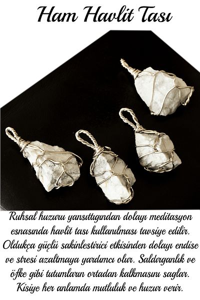 Tesbih Atölyesi Certified Raw Unprocessed Wire Wrapped Howlite Stone Necklace