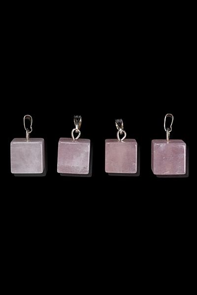 Tesbih Atölyesi Certified Cube Cut Pink Quartz Stone Natural Stone Necklace