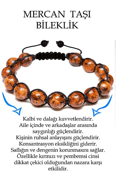 Tesbih Atölyesi Coral Stone Certified Bracelet - Macrame