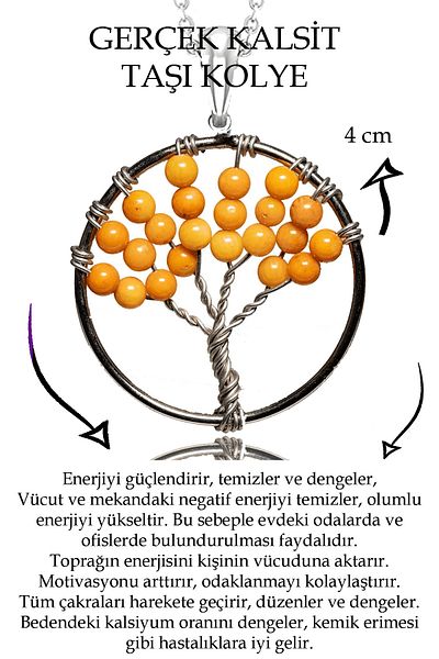 Tesbih Atölyesi Life Tree Pattern Certified Calcite Necklace