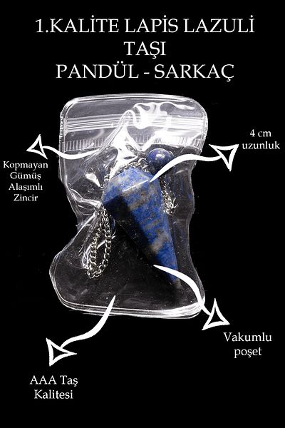 Tesbih Atölyesi Certified Aaa Quality Lapis Lazuli Stone Pandula Pendulum - 4cm
