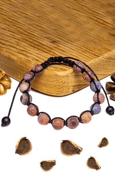Tesbih Atölyesi Certified Veined Red Agate Stone Bracelet