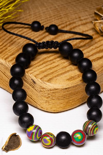 Tesbih Atölyesi Certified Colored Malachite - Onyx Stone Natural Stone Bracelet