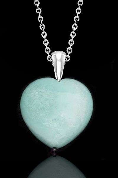 Tesbih Atölyesi Certified Heart Cut Amazonite Stone Necklace