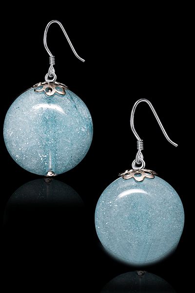 Tesbih Atölyesi Certified Larimar Stone Natural Stone Earrings - 1st quality