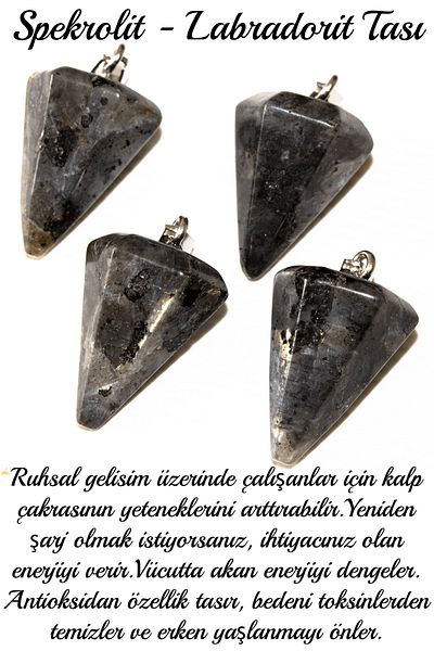 Tesbih Atölyesi Certified Pendulum Model Labradorite (Specrolite) Stone Necklace