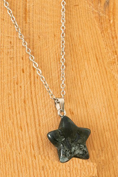 Tesbih Atölyesi Certified Star Model Indian Agate Stone Necklace
