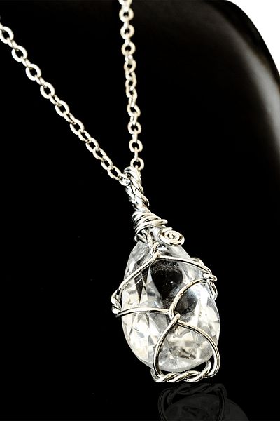 Tesbih Atölyesi Certified Faceted Wire Wrapped Crystal Quartz Stone Necklace
