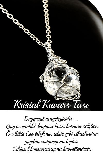 Tesbih Atölyesi Certified Faceted Wire Wrapped Crystal Quartz Stone Necklace