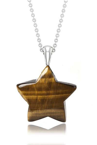 Tesbih Atölyesi Certified Tiger Eye Natural Stone Star Model Necklace