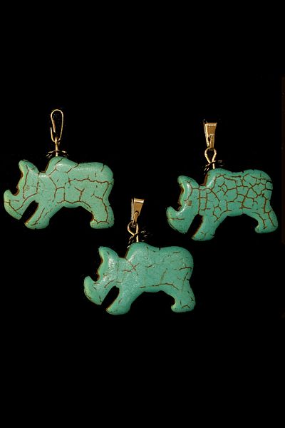 Tesbih Atölyesi Certified Rhino Cut Turquoise Stone Necklace - Aaa+quality