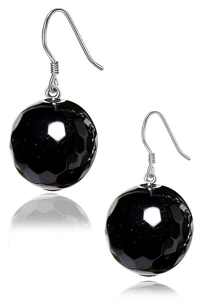 Tesbih Atölyesi Certified Faceted Black Tourmaline Stone Natural Stone Earrings