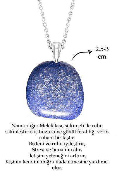 Tesbih Atölyesi Certified Raw Unprocessed Angelite - Angel Stone Necklace