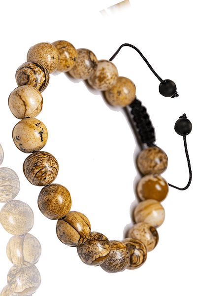 Tesbih Atölyesi Certified Brown Jasper Stone Bracelet - Macrame