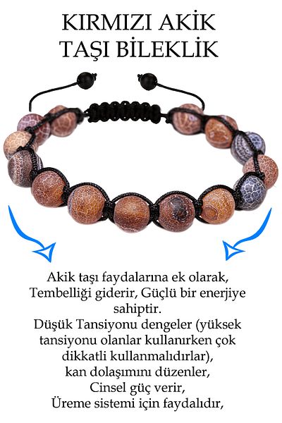 Tesbih Atölyesi Certified Veined Red Agate Stone Bracelet