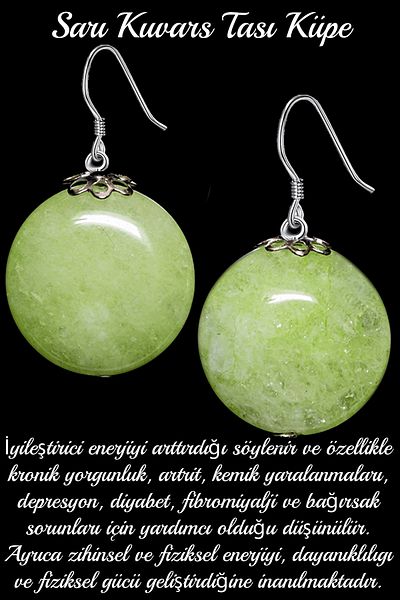 Tesbih Atölyesi Certified Yellow Quartz Stone Earrings - 1st quality