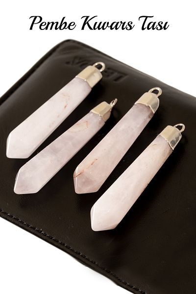 Tesbih Atölyesi Certified XL Nail Model Pink Quartz Stone Necklace (5 cm)