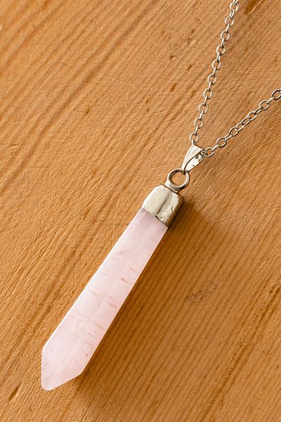 Tesbih Atölyesi Certified XL Nail Model Pink Quartz Stone Necklace (5 cm)