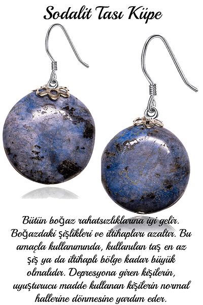 Tesbih Atölyesi Certified Sodalite Stone Earring - 1st quality