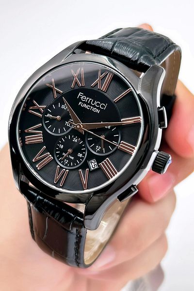 Ferrucci Function FCF.03218FK.03 Multi-Function Leather Cord Men's Wristwatch